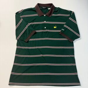 Masters Collection Mens Size L Polo‎ Golf Shirt Green Stripe Logo Vintage 60's